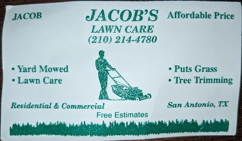 Jacob's Lawn Care original printed business card